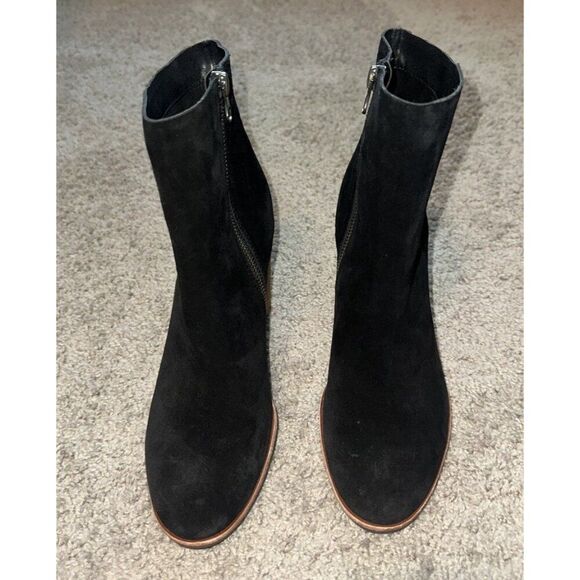 Kork Ease Petra Suede Ankle Boots Bootie Size 7 Black Cushion Wedge Heel  Boho - Picture 3 of 8